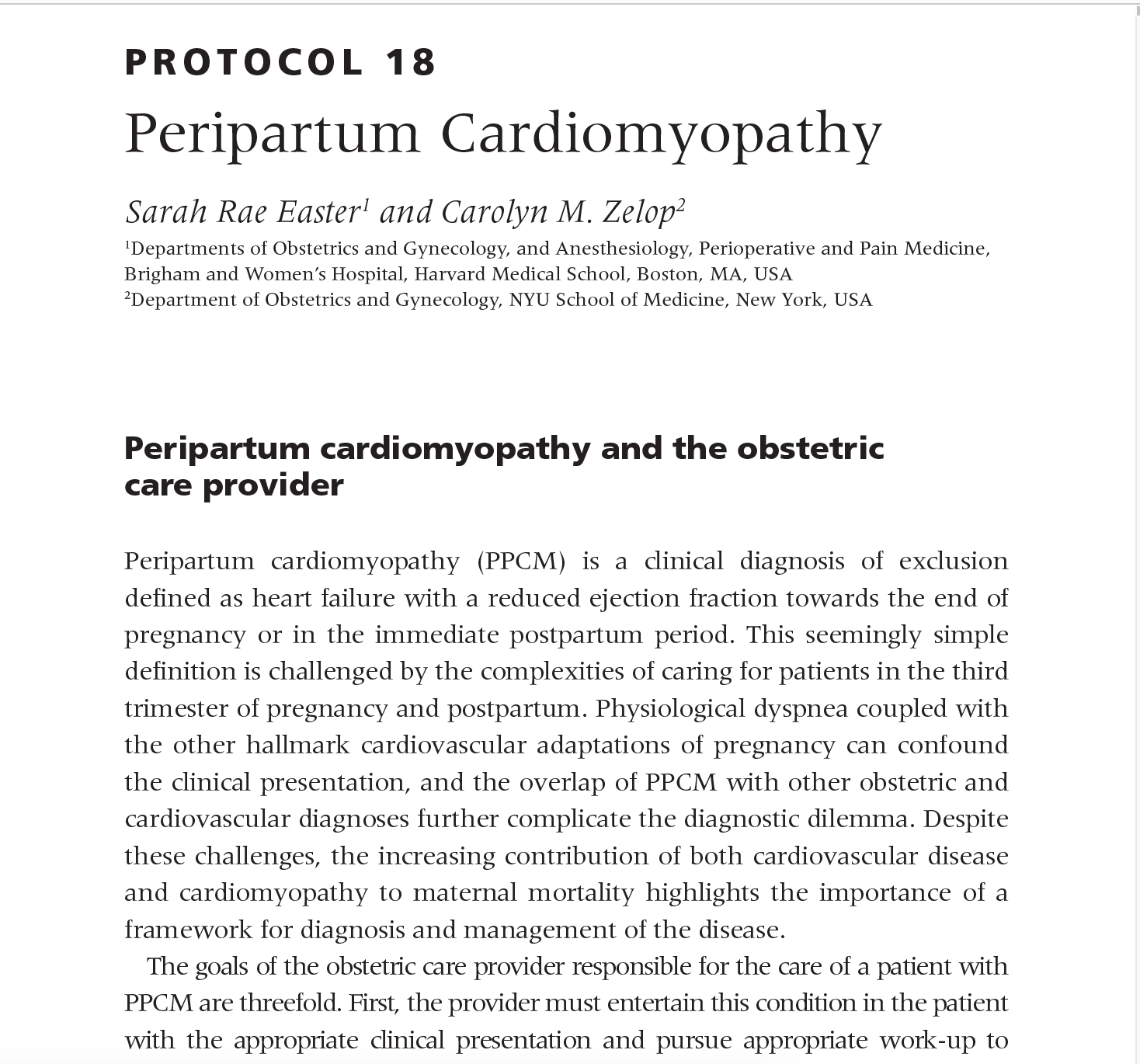 Protocols for High-Risk Pregnancies, 7th Edition: Protocol 18 - Peripartum Cardiomyopathy