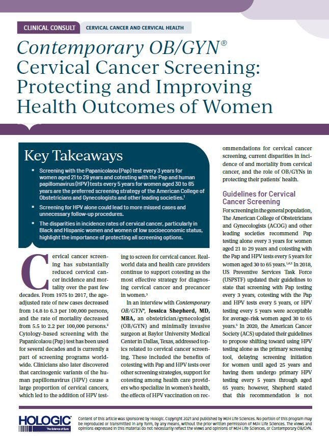 Cervical Cancer Screening: Protecting and Improving Health Outcomes of Women