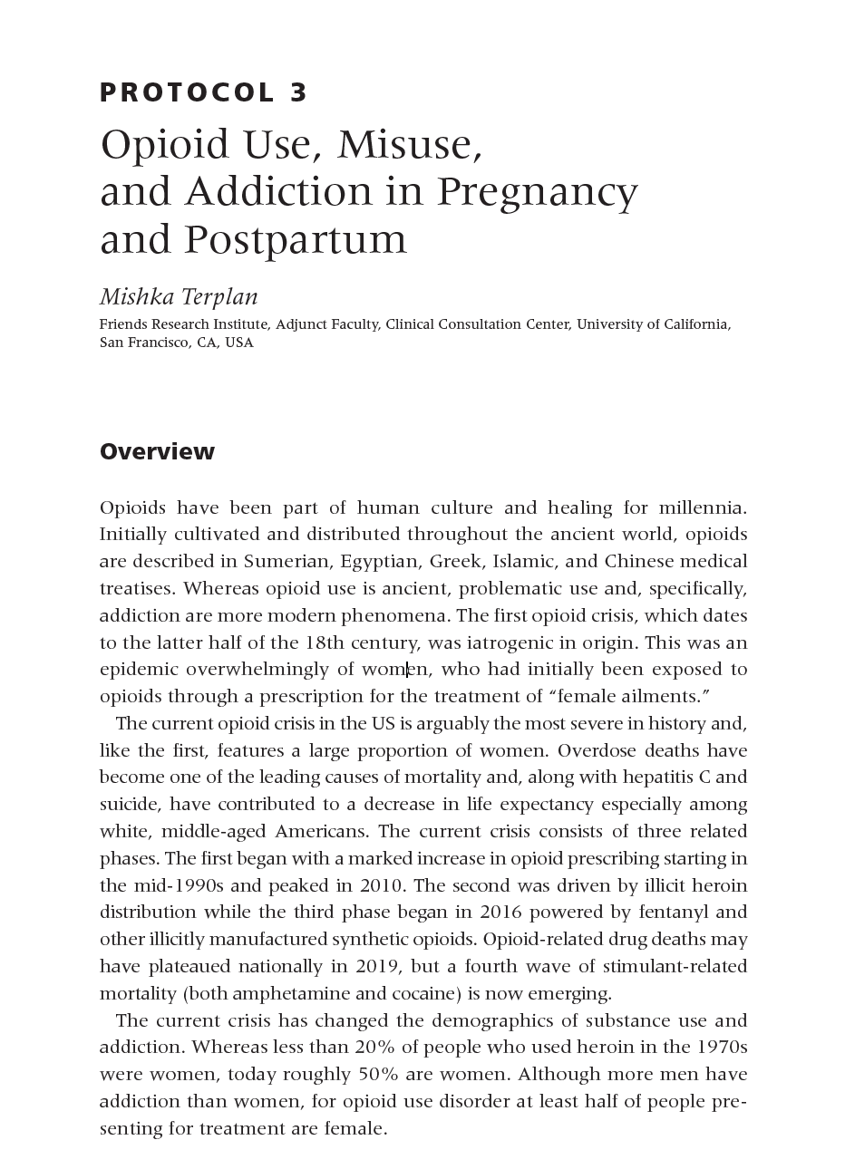 Full Protocol 3: Opioid Use, Misuse, and Addiction in Pregnancy and Postpartum