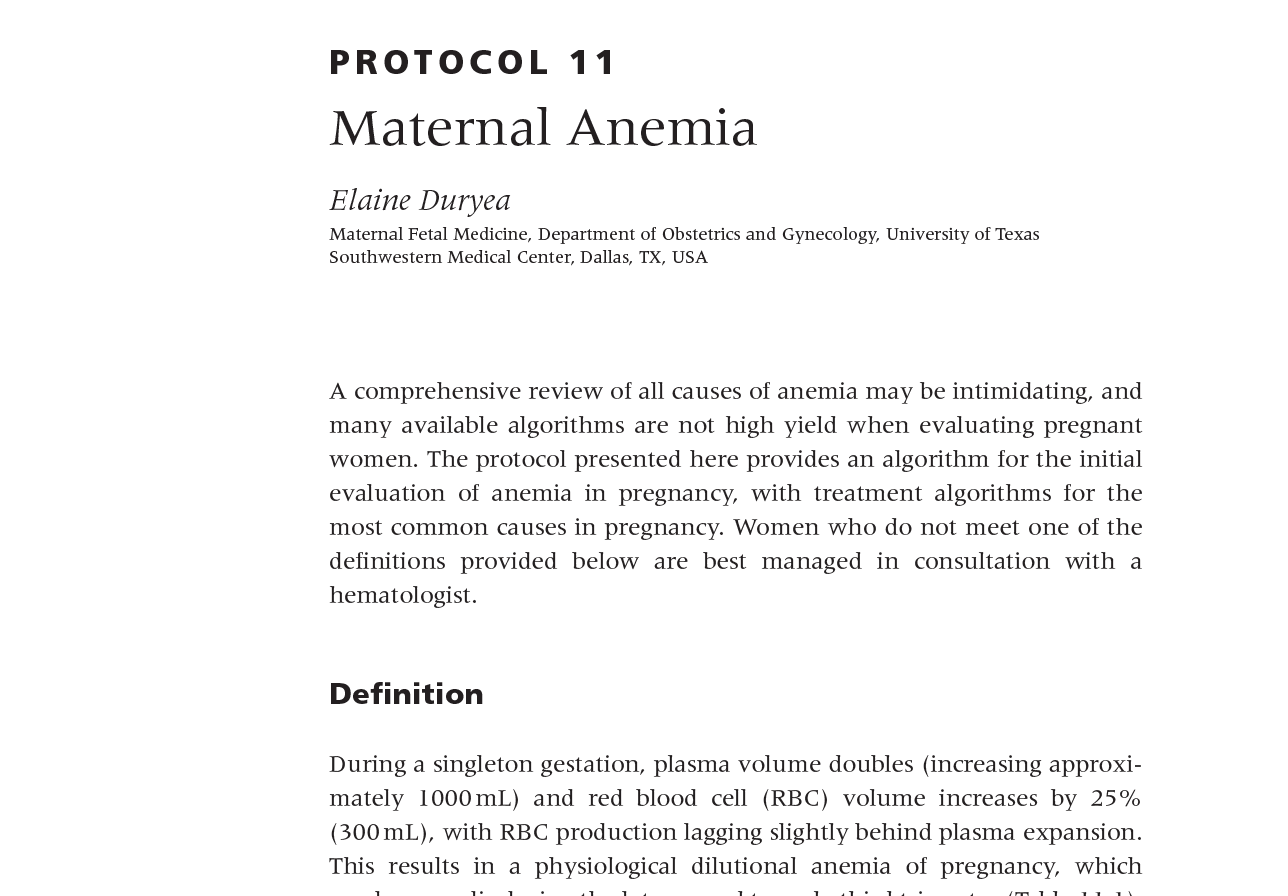 Protocol 11: Maternal Anemia